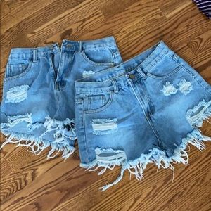 two pairs of jean shorts off of romwe
